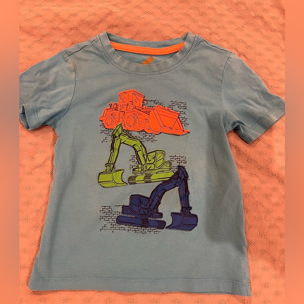 Kids 4T Tilt brand Blue Construction Vehicle T-Shirt